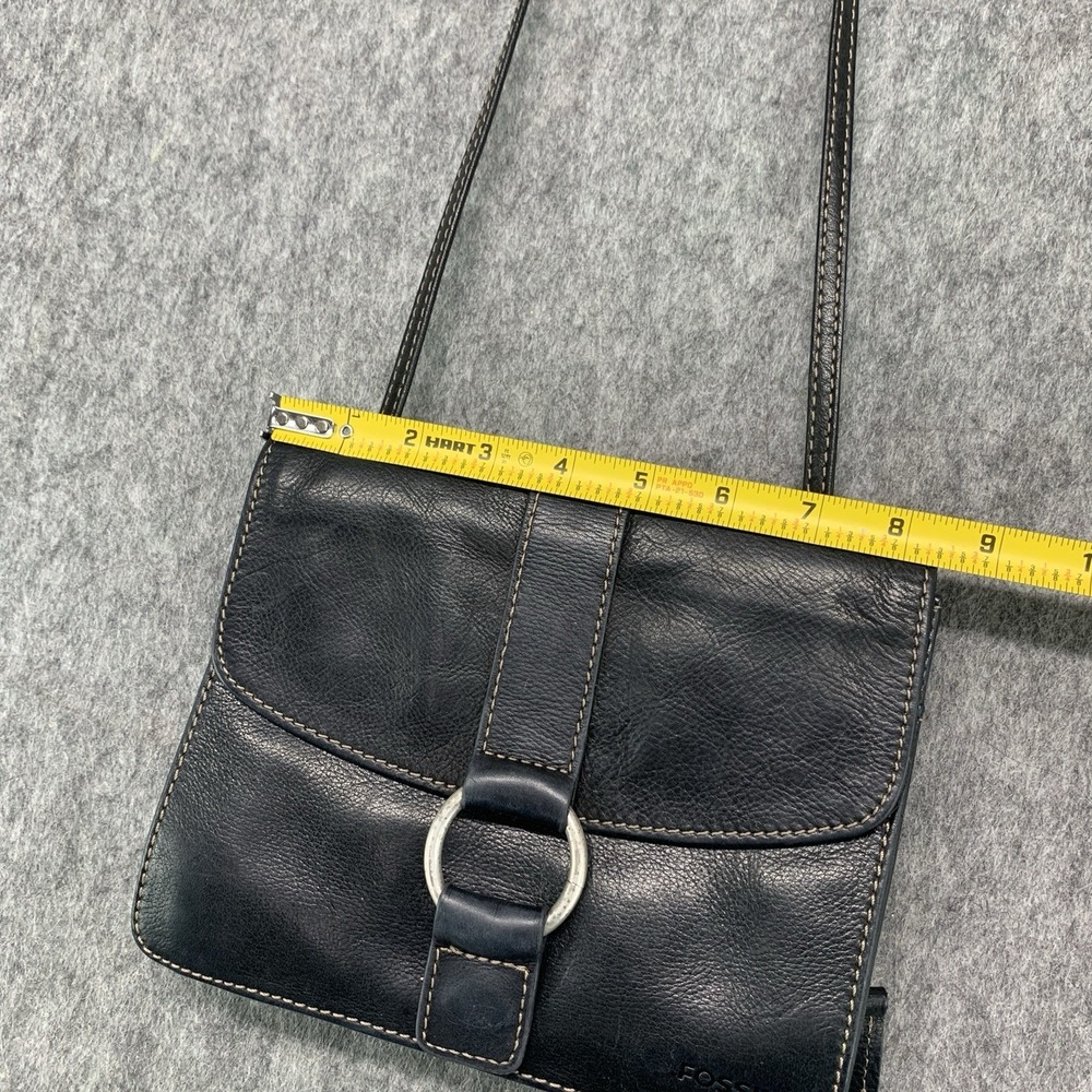 VTG Fossil Black Pebbled Leather Crossbody Purse Bag (8.5"x7") - Picture 7 of 10